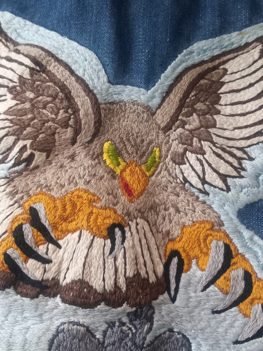 Wrangler Embroidered Multi Eagle Patch Jacket in Blue,Gray,Yellow and Green Sz44